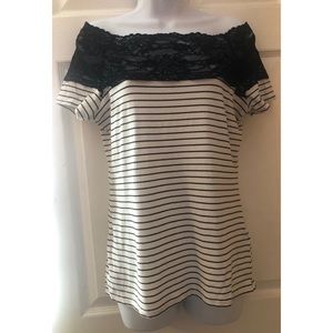 H&M Black and White Striped Top